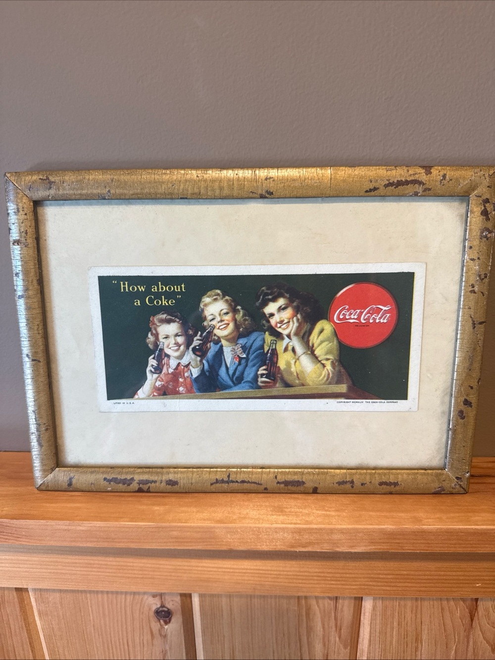 Vintage Coca-Cola Retro Print with Red Logo and Green Background Framed
